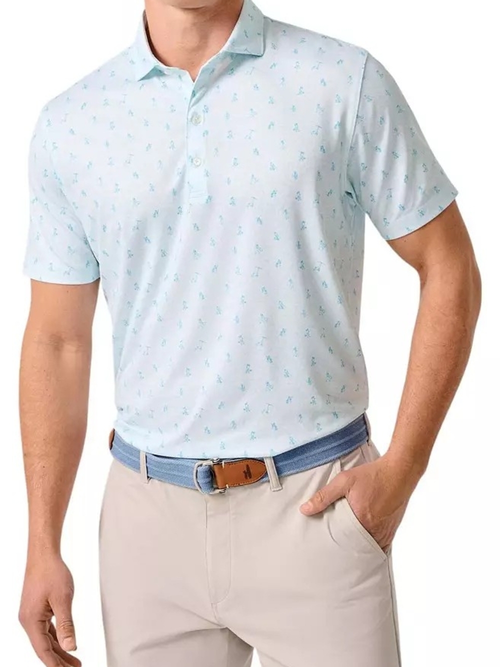 NWT Johnnie - O Mens Monkey Business Print Performance Jersey Golf Polo Sz Small